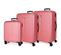 Roll Road Camboya Juegos de maletas Rosa 55/68/78 cms Rígida ABS Cierre de combinación lateral 217L 10,84 kgs 4 Ruedas dobles equipaje mano