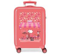 Roll Road Coffee shop Maleta de cabina Rosa 38x55x20 cms Rígida ABS Cierre de combinación lateral 34L 2 kgs 4 Ruedas dobles Equipaje de Mano