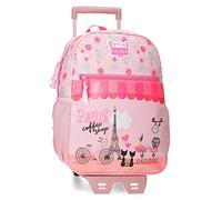Roll Road Coffee shop Mochila Pequeña con carro Rosa 27x33x11 cms Poliéster 9,8L