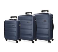 Set de 3 Maletas de Viaje ROLL ROAD Flex Azul Oscuro (55/65/75cm - 35/56/91L)