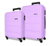 Roll Road Flex Juego de Maletas Morado 55/65 cms Rígida ABS Cierre de combinación Lateral 91L 5,58 kgs 7 Ruedas Equipaje Mano