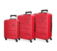 Set de 3 Maletas de Viaje ROLL ROAD Flex Rojas (55/65/75cm - 35/56/91L)