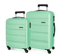 Roll Road Flex Juego de Maletas Verde 55/65 cms Rígida ABS Cierre de combinación Lateral 91L 5,74 kgs 4 Ruedas Equipaje Mano