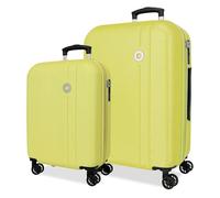 Roll Road Menorca Juego de Maletas Amarillo 46x65x24 cm Rígida ABS Cierre de combinación Integrado 91L 6,05kg 4 Ruedas Dobles Extensible Equipaje de Mano