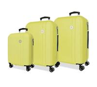 Roll Road Menorca Juego de Maletas Amarillo 52x75x27 cm Rígida ABS Cierre de combinación Integrado 188L 10,35kg 4 Ruedas Dobles Extensible Equipaje de Mano