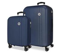 Roll Road Menorca Juego de Maletas Marino 46x65x24 cm Rígida ABS Cierre de combinación Integrado 91L 6,05kg 4 Ruedas Dobles Extensible Equipaje de Mano