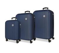 Roll Road Menorca Juego de Maletas Marino 52x75x27 cm Rígida ABS Cierre de combinación Integrado 188L 10,35kg 4 Ruedas Dobles Extensible Equipaje de Mano