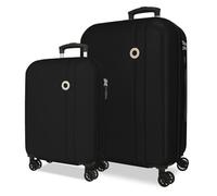 Roll Road Menorca Juego de Maletas Negro 46x65x24 cm Rígida ABS Cierre de combinación Integrado 91L 6,05kg 4 Ruedas Dobles Extensible Equipaje de Mano