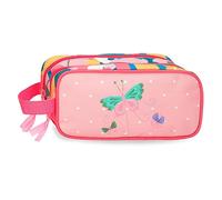 Roll Road Precious Flower Estuche Doble Rosa 22x10x7 cms Poliéster