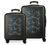 Roll Road Roll Road Gamers Juego de maletas Negro 55/65 cms Rígida ABS Cierre de combinación lateral 91 6 kgs 4 Ruedas dobles Equipaje de Mano