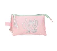 Roll Road Spring is Here Estuche Triple Rosa 22x12x5 cms Poliéster