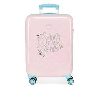 Roll Road Spring is Here Maleta de Cabina Rosa 38x55x20 cms Rígida ABS Cierre de combinación Lateral 34L 2 kgs 4 Ruedas Equipaje Mano