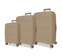 Roll Road Universe Juego de Maletas Beige 55/65/75 cms Rígido 9,7 kgs Cierre TSA Polipropileno 9,7 kgs 198L Equipaje de Mano