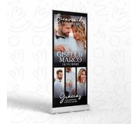 Roll Up Personalizado 85x205cm para Boda con Estructura Metálica + Lona 510gr - Personaliza Textos y Fotos - Incluye Maletín Transportador - Ideal para Bodas de Oro, Plata, Aniversarios y Eventos