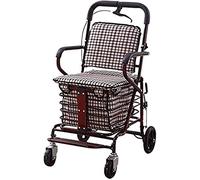 Rollator Carrito de compras con ruedas de 4 ruedas Scooter para personas mayores, con diseño de asiento, rodante con frenos para personas mayores que anhelan (rojo vino)