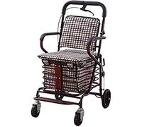 Rollator Carrito de compras con ruedas de 4 ruedas Scooter para personas mayores, con diseño de asiento, rodante con frenos para personas mayores que anhelan (rojo vino)