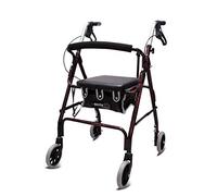 Rollator Drive Walking Aids 4 ruedas plegables, andador con ruedas con de freno doble, andador con ruedas ajustable en altura utilizado para personas mayores que caminan,Red