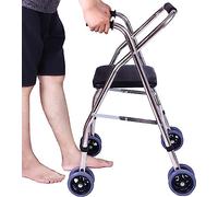 Rollator ligero plegable de cuatro ruedas, andador de movilidad ajustable en altura con asiento acolchado para ancianos discapacitados