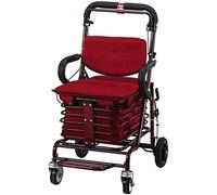 Rollator Rollators Walker plegable de tubo de acero ligero plegable de cuatro ruedas, altura ajustable con asiento acolchado cesta de transporte y frenos Locakble. Peso del cojinete de 120 kg (E)