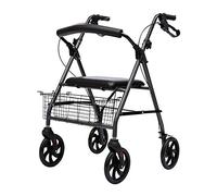 Rollator s Rollators s Lightweight Steel Pipe Folding Four Wheel Rollator Height Adjustable with Padded Seat Carry Basket and Locakble Brakes