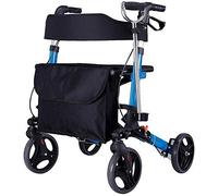Rollator s Wheelchair Lightweight Folding Four Wheel Rollator with Leather Padded Seat, Lockablebrakes, Ergonomic Handles, and Carry Bag, Limited Mobility Aid,Black Walking Fra