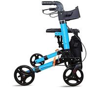 Rollator Walker Andador con ruedas y silla de transporte, brazos hasta el escritorio, reposapiés abatibles, 4 ruedas plegables con asiento y bolsa