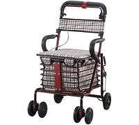 Rollator Walker Carrito de compras plegable Carro Ayudante para personas mayores Silla de ruedas plegable Asiento de seis ruedas con carrito de compras de comestibles, andador para personas mayores
