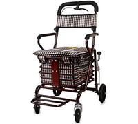 Rollator Walker - Carrito de la compra de cuatro ruedas para ancianos, pasamanos multifuncional con freno y respaldo ajustable, carrito rodante (rojo vino)