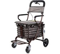 Rollator Walker - Carrito de la compra de cuatro ruedas para ancianos, pasamanos multifuncional con freno y respaldo ajustable, carrito rodante (bronce)