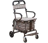 Rollator Walker - Carrito de la compra para ancianos, andador, casual con asiento, plegable ajustable en tres pasos, cuatro ruedas de alta capacidad (bronce)