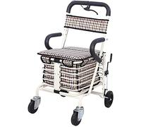 Rollator Walker - Carrito de la compra para ancianos - Patinete plegable con asiento - Puede sentarse en cuatro ruedas para ir de compras y ocio