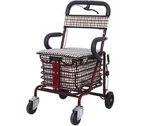 Rollator Walker - Carrito de la compra para ancianos - Patinete plegable con asiento - Puede sentarse en cuatro ruedas para ir de compras y ocio
