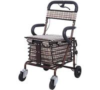 Rollator Walker - Carrito de la compra para ancianos - Patinete plegable con asiento - Puede sentarse en cuatro ruedas para ir de compras y ocio