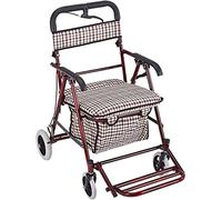 Rollator Walker - Carrito de la compra para silla de ruedas con cuatro ruedas, carrito de compras para el hogar, con pedal de asiento, freno lateral, pequeño regalo