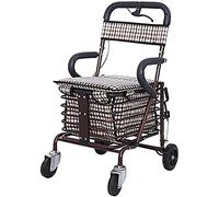 Rollator Walker Carro de Compras de 4 Ruedas para Ancianos/Patinete Plegable con Asiento/Puede Sentarse en Cuatro Ruedas Anhelan (Bronce)