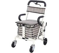Rollator Walker Carro de Compras de 4 Ruedas para Personas Mayores/Patinete Plegable con Asiento/Puede Sentarse en Cuatro Ruedas Anhelan (Blanco)