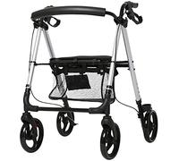 Rollator Walker Carro plegable de 4 ruedas con asiento, Andador bariátrico, Frenos bloqueables, Silla de descanso de transporte de altura ajustable Anhelo de compras