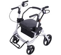 Rollator Walker - Combo de silla de ruedas - Andador de 4 ruedas con asiento y cesta, andador plegable y silla de ruedas en 1, ayuda de movilidad para personas mayores