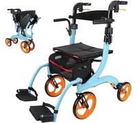 Rollator Walker - Combo de silla de ruedas para ancianos, silla de ruedas plegable con reposapiés de freno y asiento, capacidad