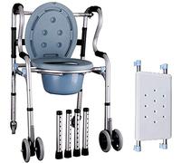 Rollator Walker - Silla de inodoro 4 en 1, con ruedas, silla de ducha, silla de transporte, altura ajustable, plegable, para discapacitados, regalo pequeño