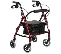 Rollator Walker Walker Cesta de la compra de aleación de aluminio fácil de plegar para asiento suave, tabla para personas mayores, transporte auxiliar, coche a pie, carga 100 kg, azul, rojo reliable