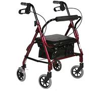 Rollator Walker Walker - Cesta de la compra de aleación de aluminio fácil de plegar para asiento suave, plataforma de transporte auxiliar para personas mayores, coche para caminar, carga de 100 kg,