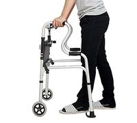 Rollator Walkers plegable plegable con soporte alto, soporte vertical con ruedas delanteras de asiento, ayuda de movilidad para caminar de metal, rodillo ancho para adultos mayores, carga 400 libras