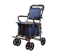 Rollator Walkers Walker, personas mayores que compran carritos de comestibles, andador plegable multifuncional con asiento, implementación de carrito para discapacitados, bolsa de compras de gran cap