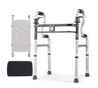Rollators Walker Frame El andador plegable para personas mayores de 3,2 kg es fácil de transportar, el marco de aleación de aluminio puede soportar 180 kg, la altura se puede ajustar
