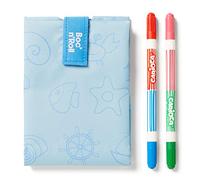 Roll'eat ® | Bolsa Merienda con Rotuladores Lavables, Porta Bocadillos con Envoltorio Reutilizable, Porta Alimentos Ecológico sin BPA, Bolsa de Tela, Color Sea - Boc'n'Roll Paint