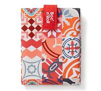 Roll'eat ® | Bolsa Merienda, Porta Bocadillos con Envoltorio Reutilizable, Porta Alimentos Ecológico sin BPA, Bolsa de Tela, Color Naranja- Boc'n'Roll Patchwork