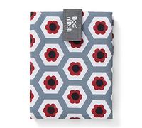 Roll'eat ® | Bolsa Merienda, Porta Bocadillos con Envoltorio Reutilizable, Porta Alimentos Ecológico sin BPA, Bolsa de Tela, Color Born - Boc'n'Roll Tiles