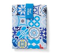 Roll'eat ® | Bolsa Merienda, Porta Bocadillos con Envoltorio Reutilizable, Porta Alimentos Ecológico sin BPA, Bolsa de Tela, Color Azul - Boc'n'Roll Patchwork