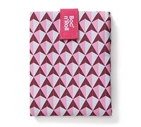 Roll'eat ® | Bolsa Merienda, Porta Bocadillos con Envoltorio Reutilizable, Porta Alimentos Ecológico sin BPA, Bolsa de Tela, Color Rosa - Boc'n'Roll Tiles